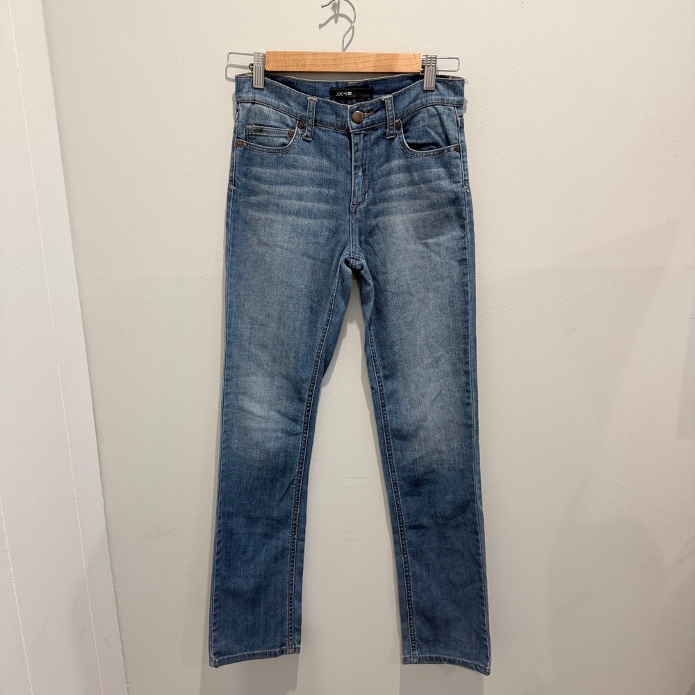 Joe's Jeans Straight Leg Jeans Medium Wash Contrast Stitch Pockets Stretch